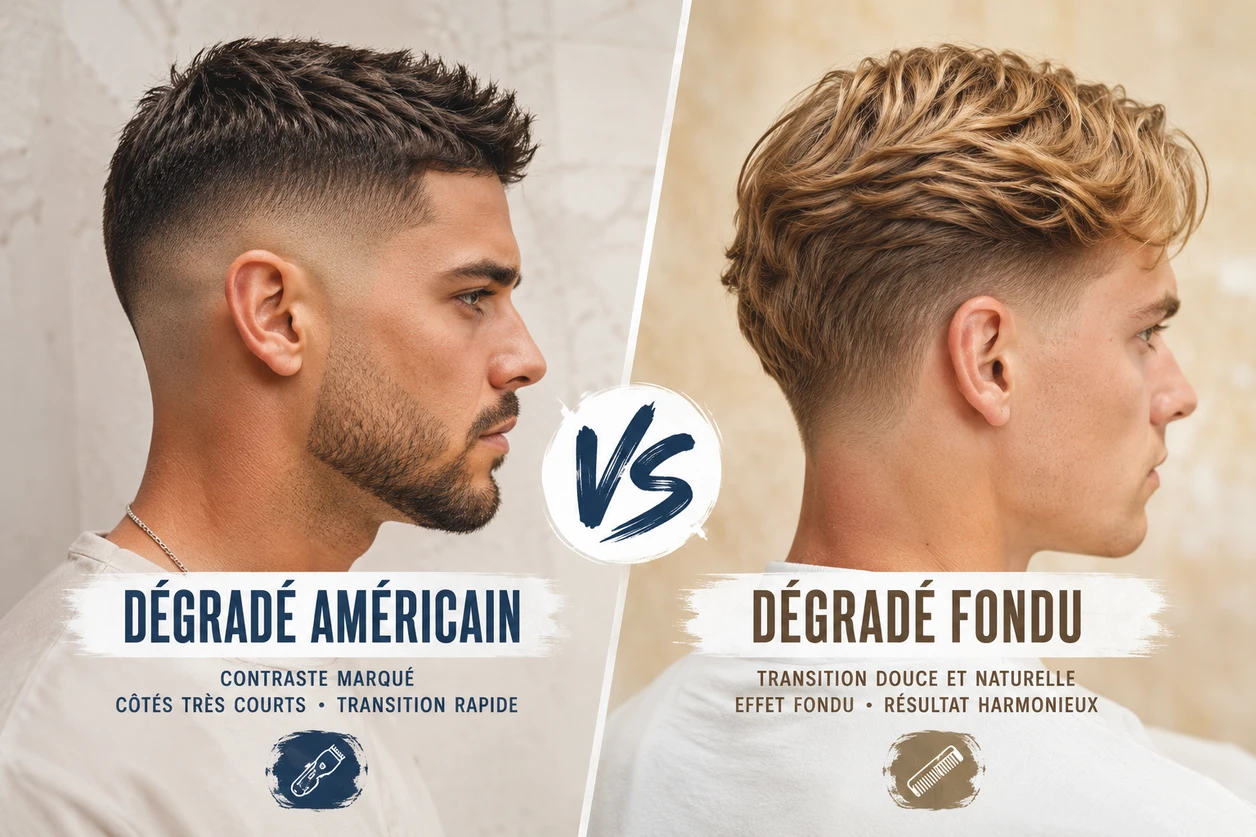 Dégradé progressif réalisé à la tondeuse sur cheveux courts d'homme